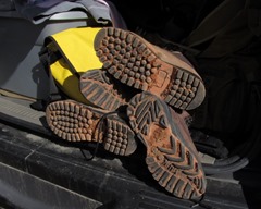 Our boots, showing the red dust from Zion's National Park