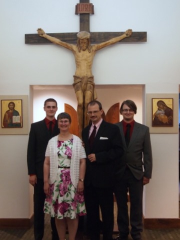 Evan, Cathy, Kevin and Ian at St. Pauls' college after the First Promises Mass, July 26, 2014.